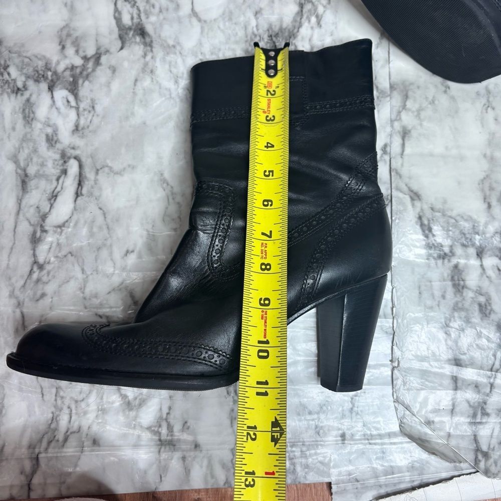 Eddie Bauer Vintage Y2K Black Leather Chunky Heel Boots Ankle Size 11 zip up - Picture 8 of 11
